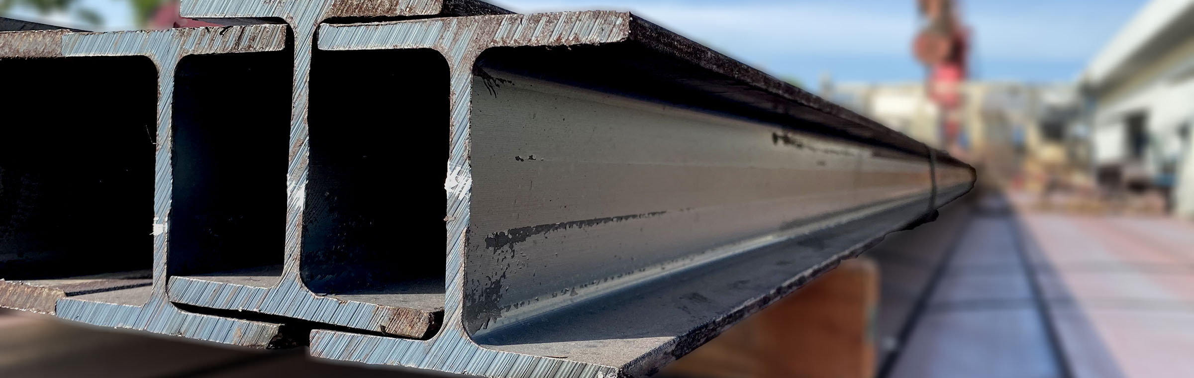 steel beams at a construction site
