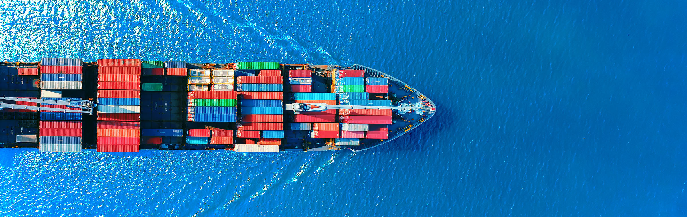aerial view of a container ship