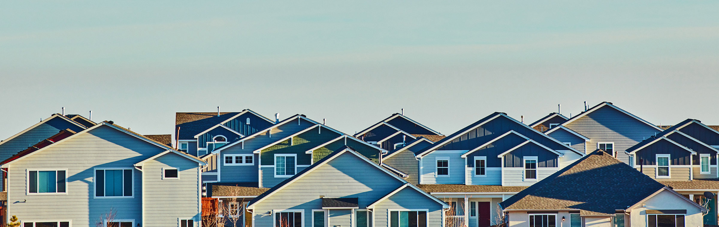 residential housing, blue sky