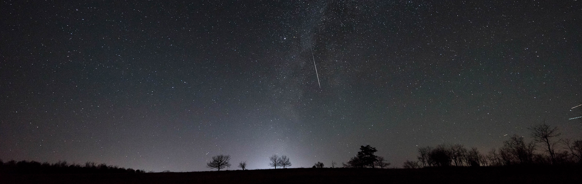 photo of a starry sky taken during a small meteor shower in Shenandoah National Park, VA