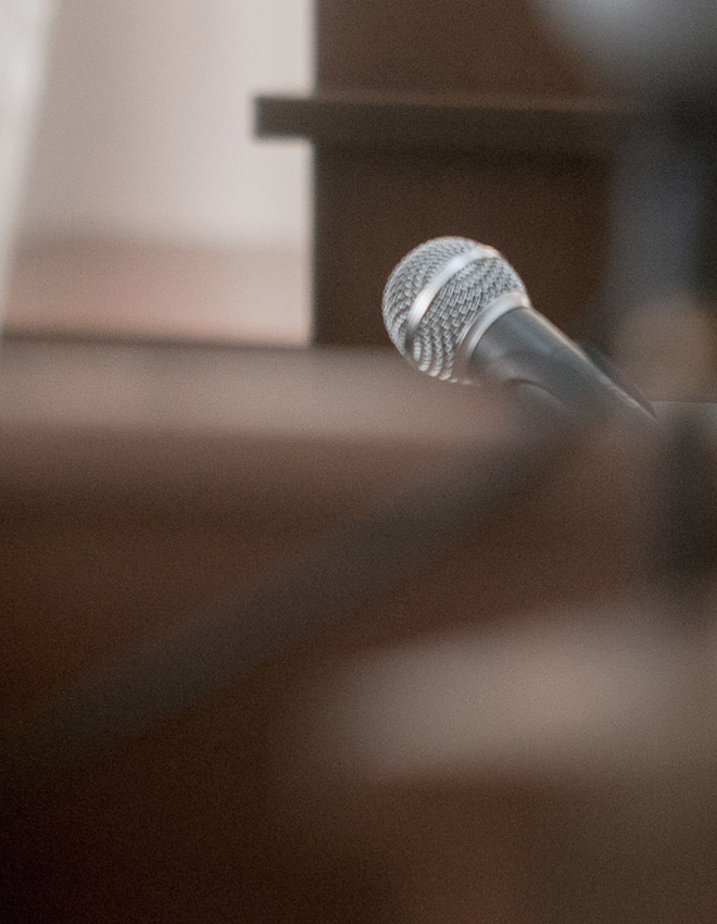 microphone in a courtroom