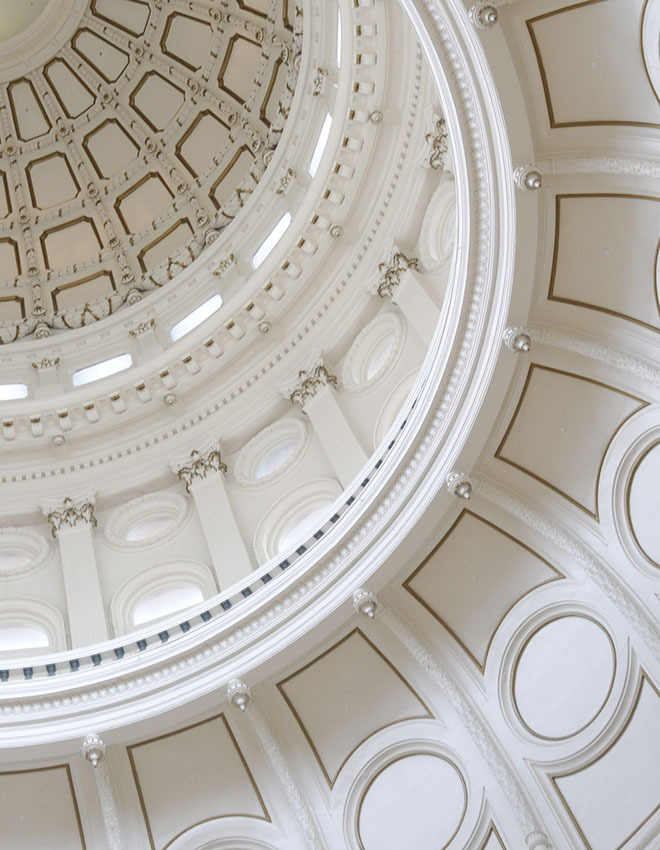 white ceiling of government building rotunda