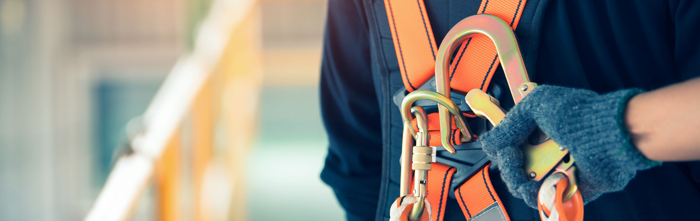 construction worker wearing a harness